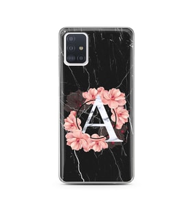 Mermer Çiçekli Harf Tasarım Süper Şeffaf Silikon Telefon Kılıfı Samsung A51 A-Ha
