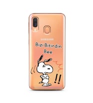 Snoopy Tasarımlı Süper Şeffaf Silikon Telefon Kılıfı Samsung A40
