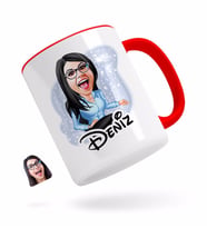 BK Gift Kişiye Özel Kadın Patron Karikatürlü Kırmızı Kupa Bardak-5