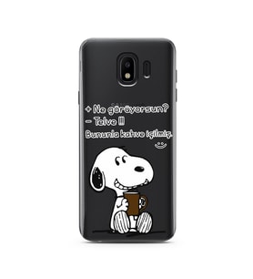 Snoopy Tasarımlı Süper Şeffaf Silikon Telefon Kılıfı Samsung J4 (2018)
