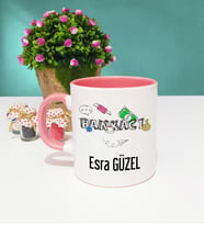 Bankacı Kişiye Özel Tasarımlı Bankacı Kupa Bardak Pembe