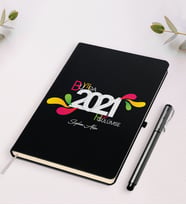 BK Gift Kişiye Özel Bu Yılda Hep Gülümse Temalı Siyah Defter Kalem Seti