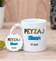 Peyzaj Mimarı Beyaz Kupa Bardak Ve Anahtarlık Set