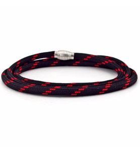 SİYAH KIRMIZI DESEN PARACORD ÜÇ SIRA ERKEK BİLEKLİK BT533