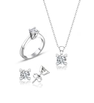 Swarovski Taşlı " TEK TAŞ KLASİK " Model Tasarım Gümüş Set