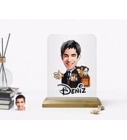 BK Gift Kişiye Özel Erkek Avukat Karikatürlü Ahşap Standlı Çerçeve-2 (Beyaz)