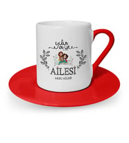 BK Gift Kişiye Özel Yılın En İyi Ailesi Kırmızı Türk Kahvesi Fincanı  1