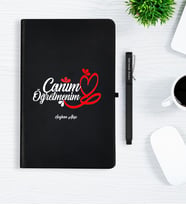 BK Gift Kişiye Özel Canım Öğretmenim Siyah Defter Kalem Hediye Seti - 1