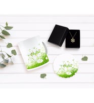BK Gift Kişiye Özel Papatya Temalı Kupa Bardak Altlığı ve Kar Tanesi Kolye Seti-6 (Model 1)