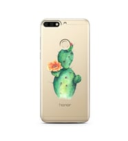Kaktüs Tasarımlı Süper Şeffaf Silikon Telefon Kılıfı Huawei Honor 7c-Y7 (2018)