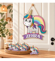 Kişiye Özel Bebek Kapı Süsü Ve 50 Adet Magnet Seti At Unicorn