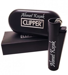 Kişiye Özel Siyah Clipper Çakmak Mat Siyah, Clipper Çakmak, Çakmak, İsim Baskılı Çakmak