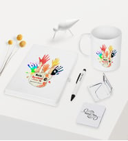 BK Gift Kişiye Özel Resim Öğretmeni Temalı Beyaz Defter Kalem Kupa Ayna Seti - 3