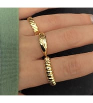 Kadın 3'lü Gold Yüzük Seti