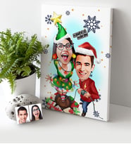 BK Gift Kişiye Özel Yılbaşı Temalı Sevgililer Karikatürlü Kanvas Tablo (30x50cm.) - 1