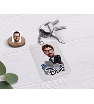 BK Gift Kişiye Özel Erkek Genel Müdür Karikatürlü Şeffaf Pleksi Anahtarlık (Beyaz)
