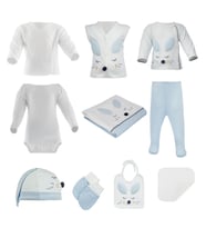 Sarebaby Sevimli Tavşancık Hediyelik Organik Kız Bebek 10'lu Hastane Çıkışı Seti Antibakteriyel (Mavi)