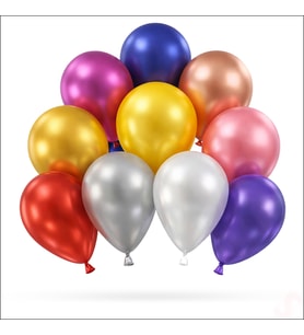Metalik Parlak Balon, 30 cm x 10 Adet - Çok Renkli