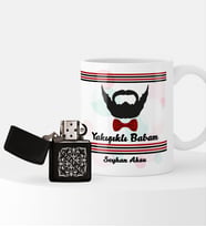 BK Gift Kişiye Özel Yakışıklı Babam Benzinli Çakmak ve Kupa Seti-3 (Model 1)