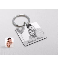 BK Gift Kişiye Özel Karakalem Ahşap Kare Anahtarlık-1 (Beyaz)