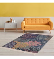Kırkyama Patchwork Şal Desenli Etnik Dijital Baskı Yıkanabilir Modern Salon Halı ve Yolluk (Karışık)