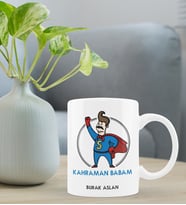 Babalar Günü Kişiye Özel Kupa Bardak - Kahraman Babam Kupa Tasarımı (Beyaz)