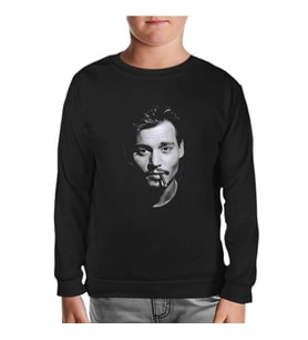 Johnny Depp Siyah Çocuk Sweatshirt