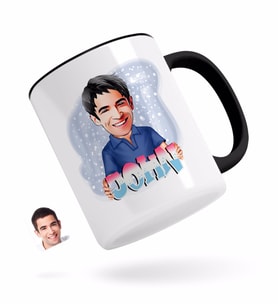 BK Gift Kişiye Özel Erkek İsimli Karikatürlü Siyah Kupa Bardak