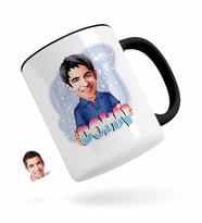 BK Gift Kişiye Özel Erkek İsimli Karikatürlü Siyah Kupa Bardak