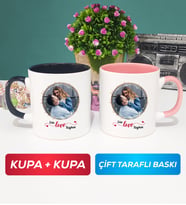 İkili Sevgiliye Sevgililer Günü Hediyesi 11 Kupa Bardak Siyah Pembe
