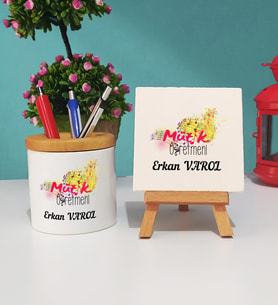 Müzik Öğretmeni Kalemlik ve Dekoratif Taş Baskı Seti