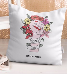 BK Gift Kişiye Özel Kadınlar Günü Beyaz Yastık-20