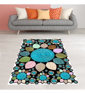 Jüt Hasır Kilim Görünümlü Dijital Baskılı Kaymaz Taban Yıkanabilir Modern Salon Halısı ve Yolluk (Karışık)