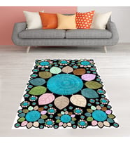 Jüt Hasır Kilim Görünümlü Dijital Baskılı Kaymaz Taban Yıkanabilir Modern Salon Halısı ve Yolluk (Karışık)