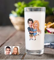 BK Gift Kişiye Özel Sevgililer Karikatürlü Rakı Bardağı-14 (Beyaz)