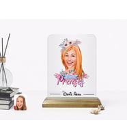 BK Gift Kişiye Özel Prenses Karikatürlü Ahşap Standlı Çerçeve-2 (Beyaz)