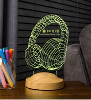 Kulaklık Led Lamba, Spotify Barkodlu 3D Kulaklık Kişiye Özel DJ Hediyesi