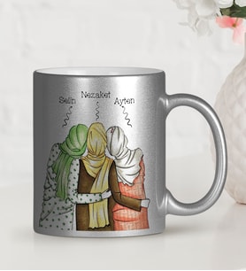 BK Gift Kişiye Özel Türbanlı Gümüş Yaldızlı Kupa Bardak 42765
