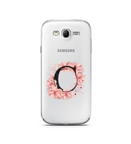 Pembe Çiçekli Harf Tasarım Süper Şeffaf Silikon Telefon Kılıfı Samsung Grand Neo