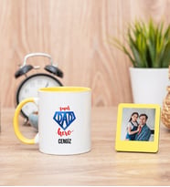 Super Dad Sarı Kupa Bardak ve Sarı Mini Fotoğraf Çerçevesi