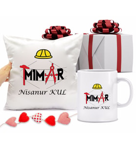 Mimar Kupa Bardağı ve Yastığı Hediye Seti (Model 1)