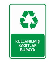 MIGNATIS - Kullanılmış Kağıtlar Buraya Levhası - Sac Malzeme 35x50cm