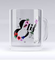 BK Gift Kişiye Özel Harf Cam Kupa Bardak-3 (Beyaz)