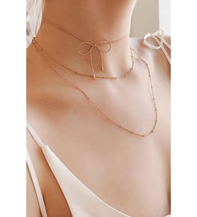 925 Gümüş Rose Altın Kaplama Top Zincir Kolye
