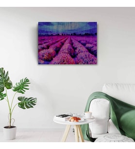 Mor Çiçek Tarlası Canvas Tablo (50X70) (Acı Kahve)