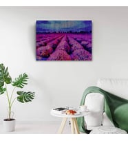Mor Çiçek Tarlası Canvas Tablo (50X70) (Acı Kahve)