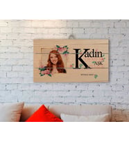 BK Gift Kişiye Özel İsimli Fotoğraflı Kadınlar Günü Otantik Ahşap Palet Tablo-3