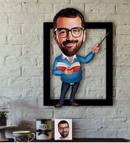BK Gift Kişiye Özel Bay Öğretmen Karikatürlü 3D Ahşap Tablo-4