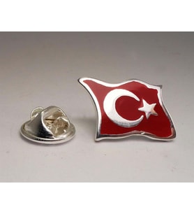 Ay Yıldız Türk Bayrağı Gümüş Rozet 6018600471452