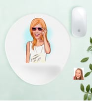 BK Gift Kişiye Özel Bayan Karikatürlü Bilek Destekli Mouse Pad-18 (Beyaz)
